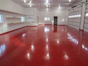 Smooth, finished red garage floor