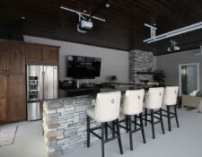 Newly built pool house interior