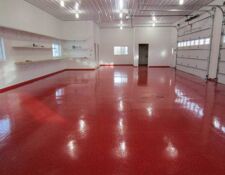 Smooth, finished red garage floor