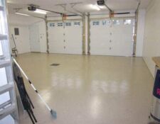 Clean, bright interior of a 2-stall white garage