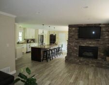 Newly remodeled kitchen & large fireplace with custom stonework